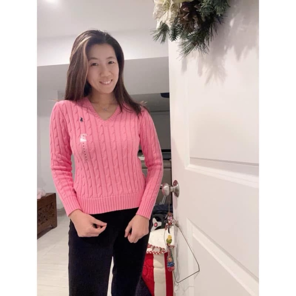 Ralph Lauren polo women v-neck cable knit sweater